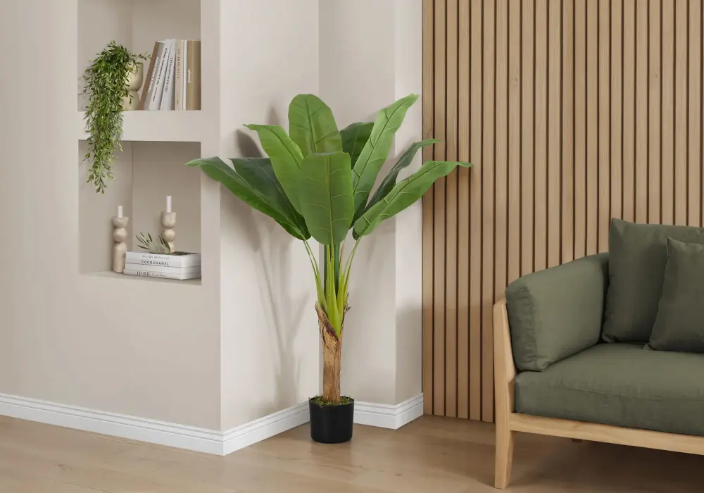 43" Tall, Artificial Plant, Banana Tree, Indoor, Faux, Fake, Floor, Greenery, Potted, Real Touch, Decorative - Olive / Black