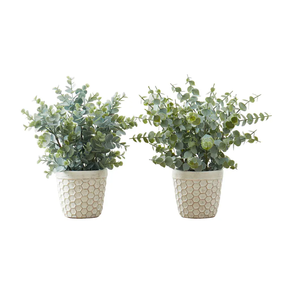 Artificial Indoor Eucalyptus Plant 13" Pot, 2 Units