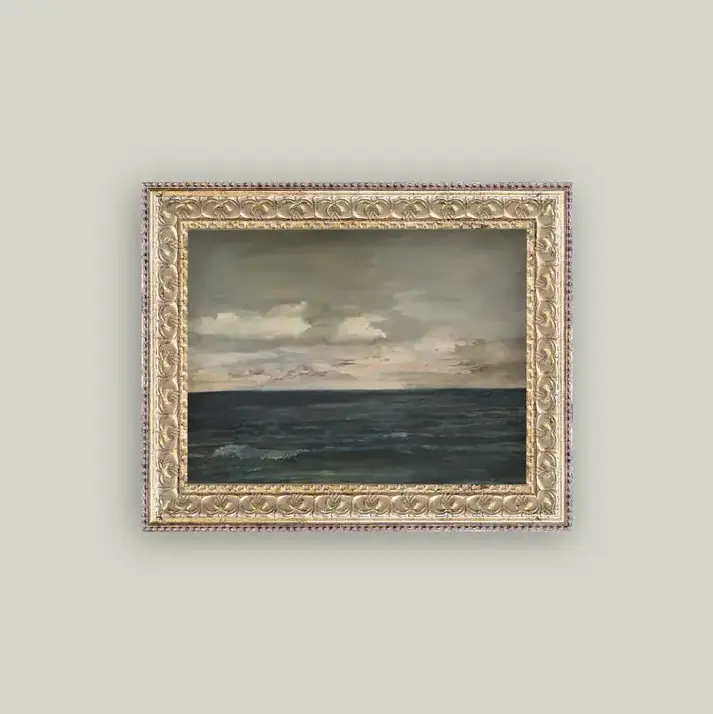 Abstract Geometric Ocean View Framed Antique Art