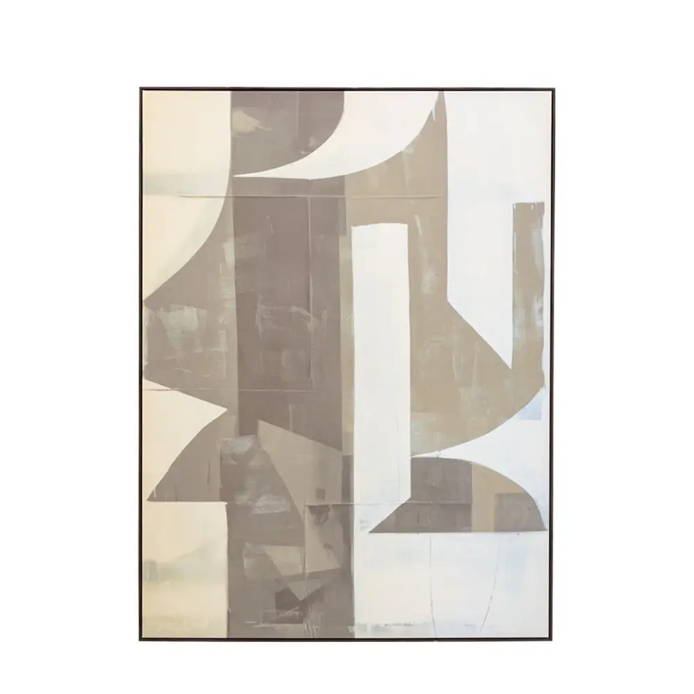Betong Abstract Framed Sailcloth - Dark Wood Frame | Framed | Ready to Hang