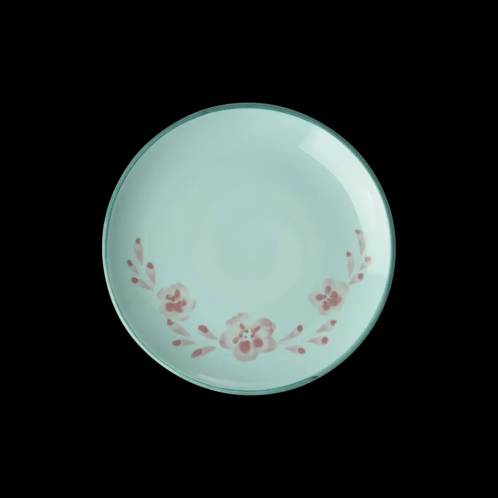 Ceramic Cake Plate Hand Painted Flower Vine