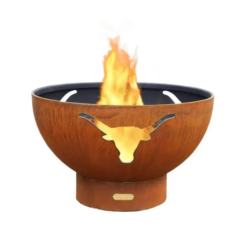 Fire Pit Art - Long Horn 36" Graphite Steel Fire Pit