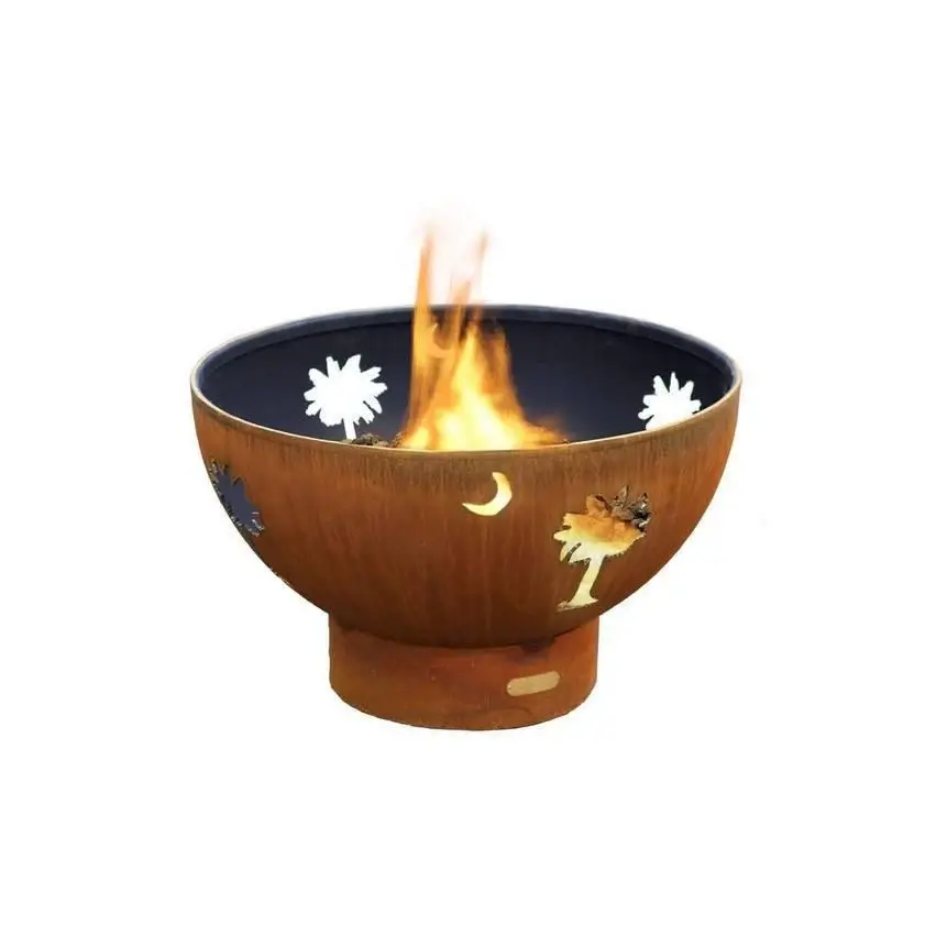 Fire Pit Art - Tropical Moon 36" Carbon Alloy Round Fire Pit