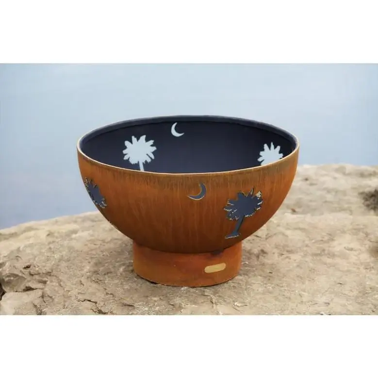 Fire Pit Art - Tropical Moon 36" Carbon Alloy Round Fire Pit