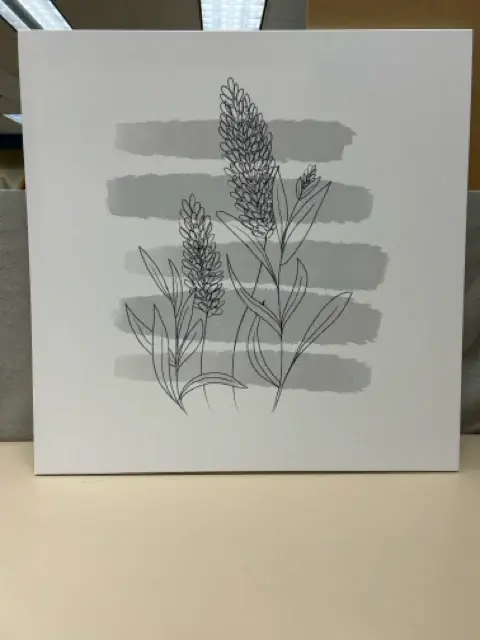 LARGE PLANT LINE DRAWING W/GREEN