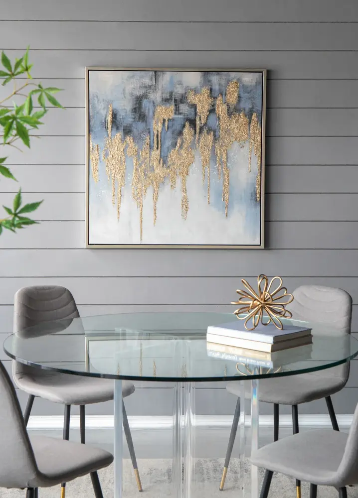 Modern Oil Painting, Square Framed Wall Art Living Room Dining Room Office - Assorted colors
