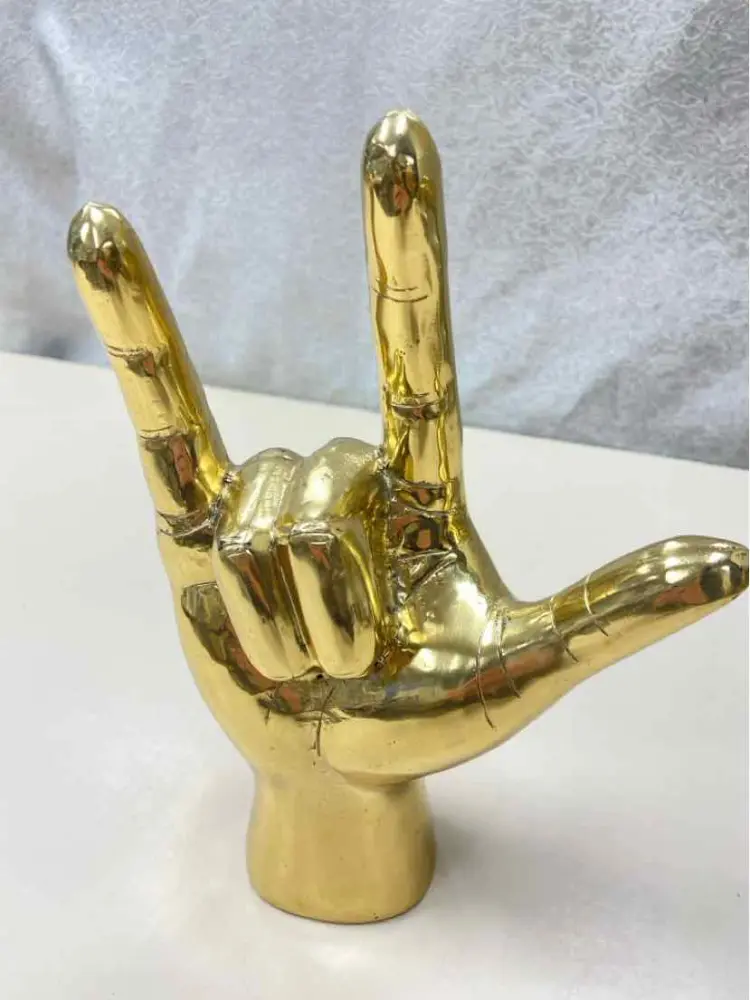 Signed Artist NOIR I LOVE YOU HAND SCULPTURE