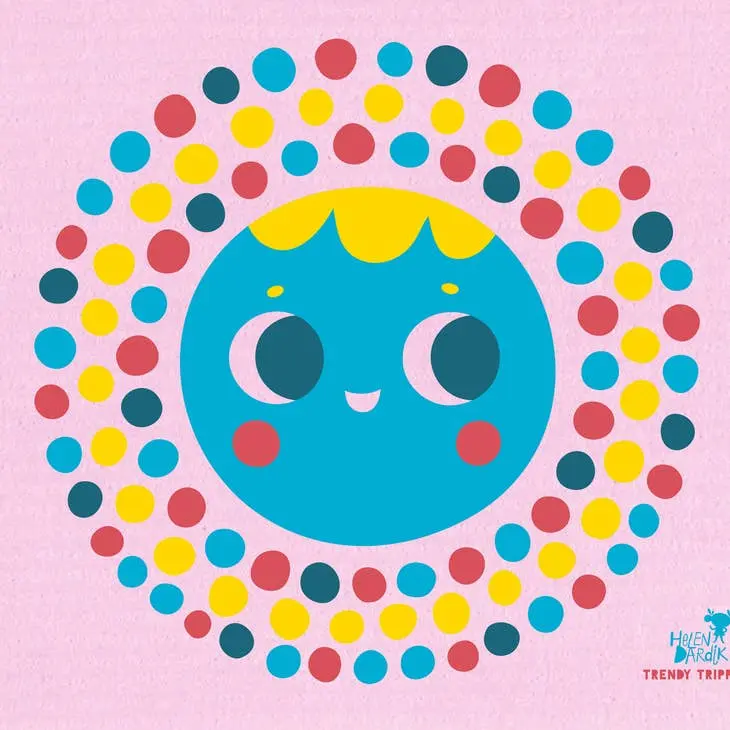 Swedish Dish Cloth Helen Dardik Fancy Moon on Lt Rose