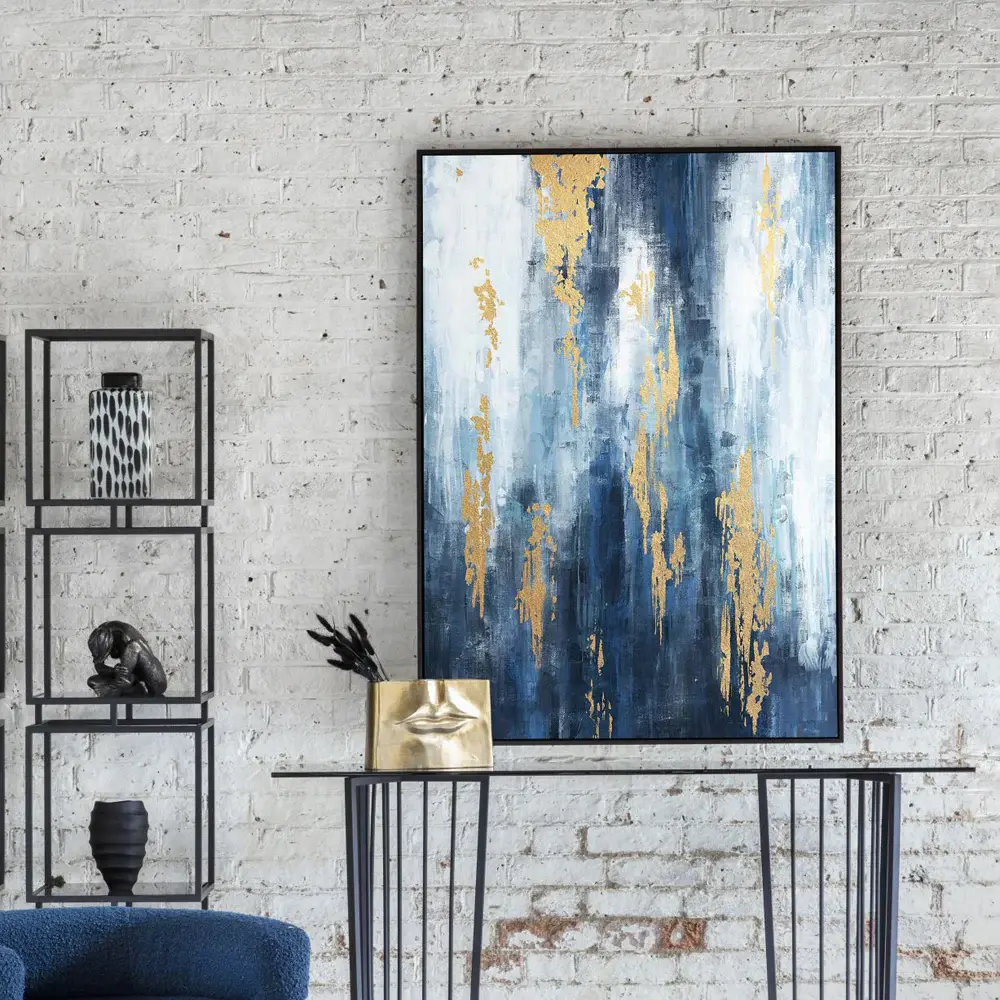 Urbanite Distressed Framed Canvas 140x100cm - Navy