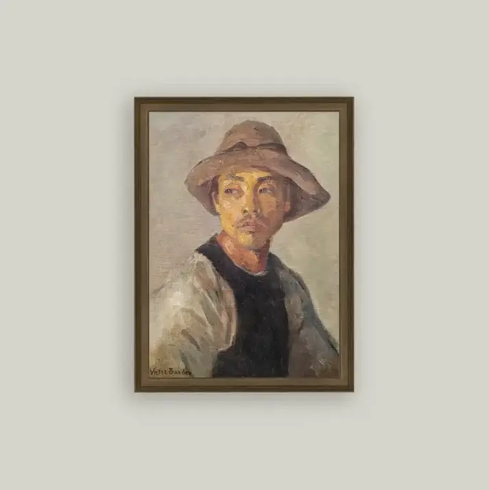 Vintage Botanical Portrait D'homme