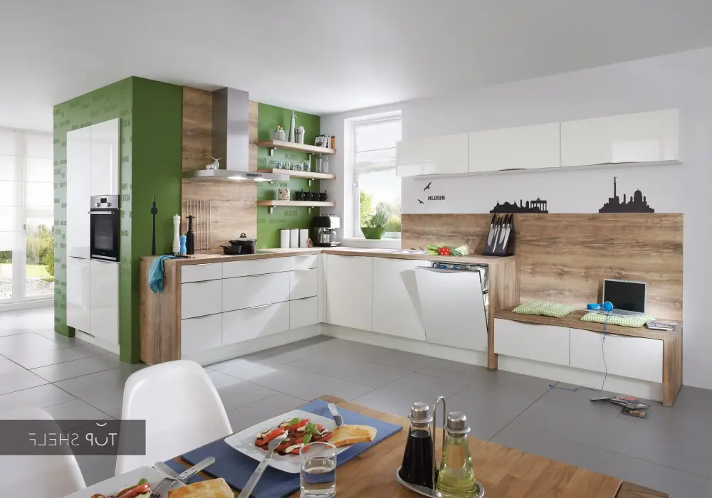 nobilia corner kitchen Focus 470 lacquer ivory ultra-high gloss 370 x 290 + 120 cm configurable -