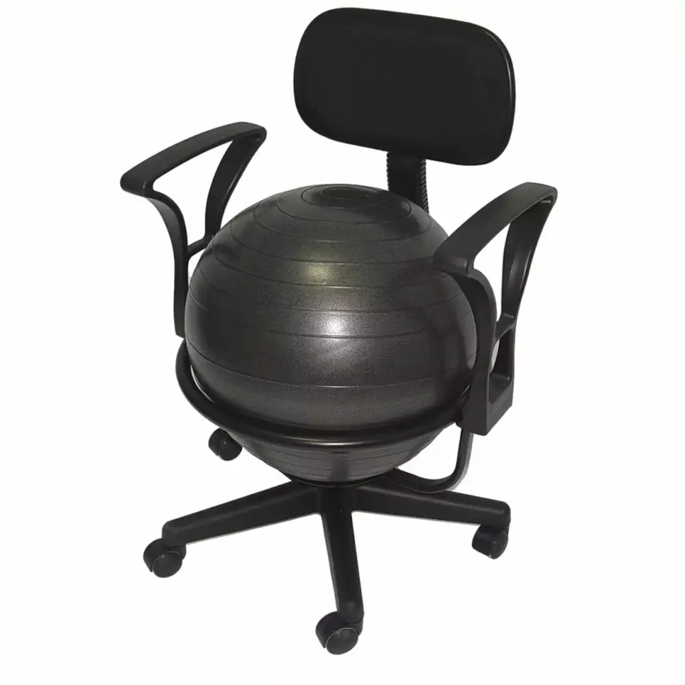 AGM Group 35955 Ball Chair Deluxe Black Steel Structure Ergonomic Seating