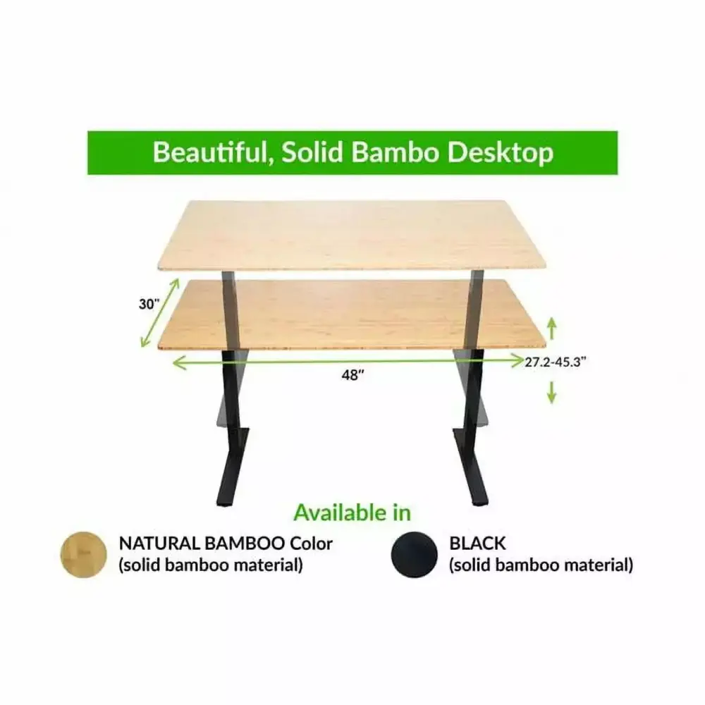 Natural Bamboo Dual Motor Electric Office Adjustable Computer Desk Fancy Fixtures