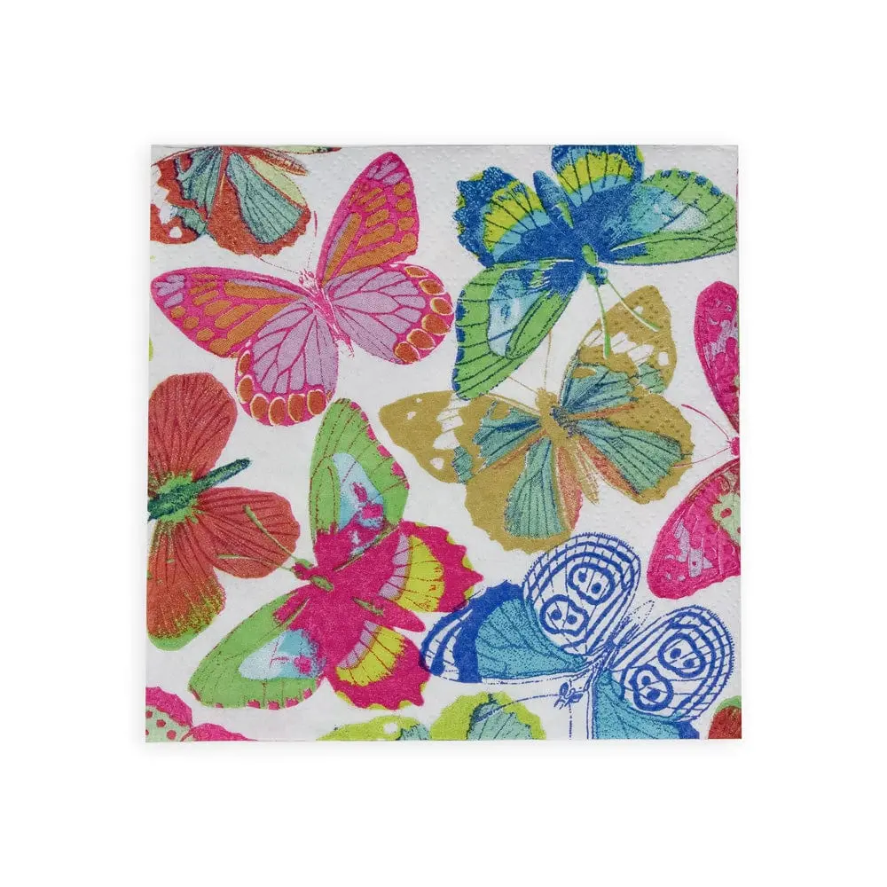 Butterflies Vivid Paper Cocktail Napkins - 20 Per Package