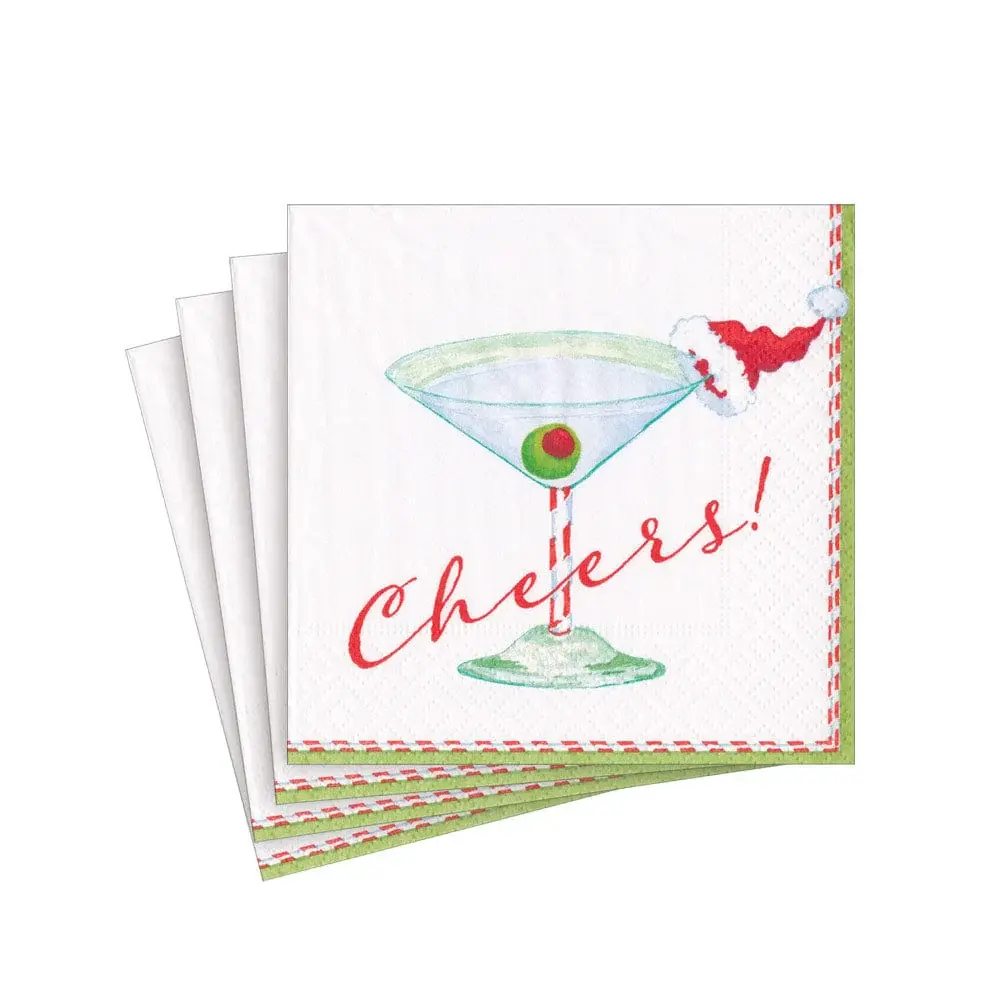 Christmas Cocktail Cheers! Paper Cocktail Napkins - 20 Per Package -
