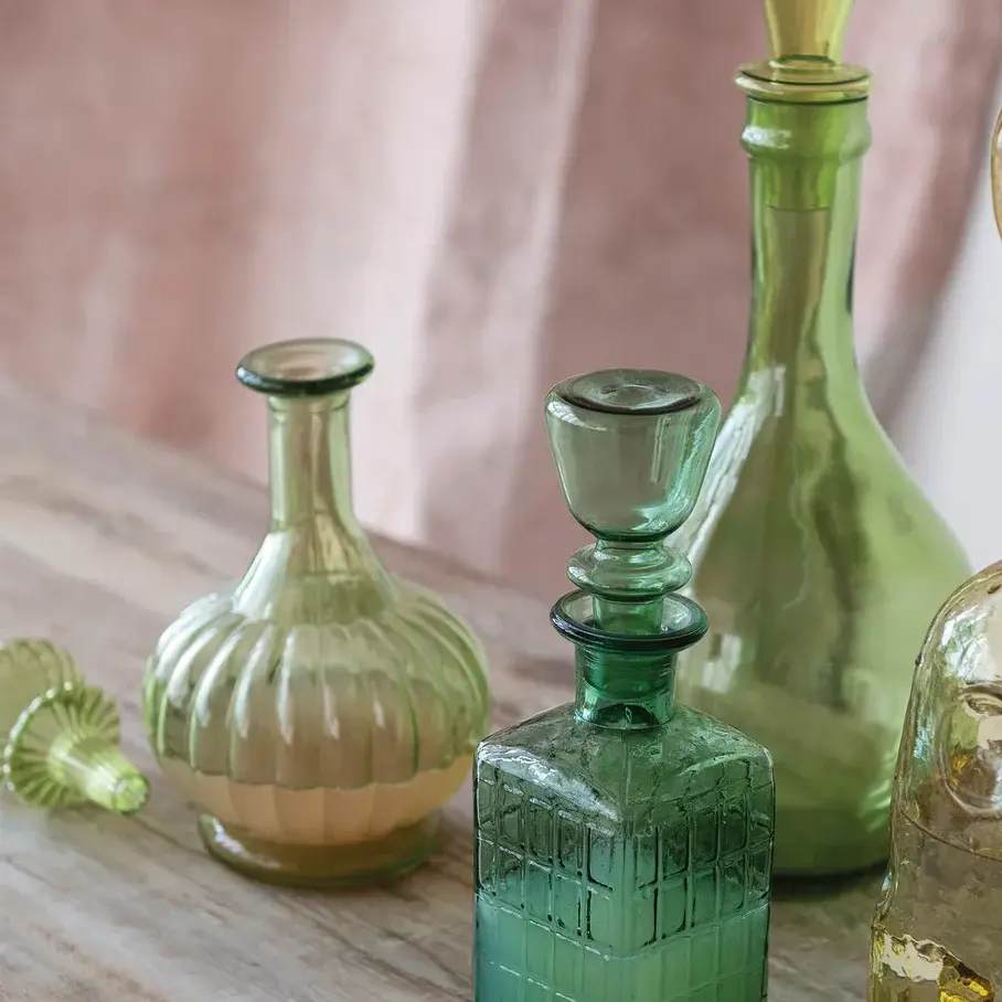 40 oz. Glass Ribbed Decanter, Sage