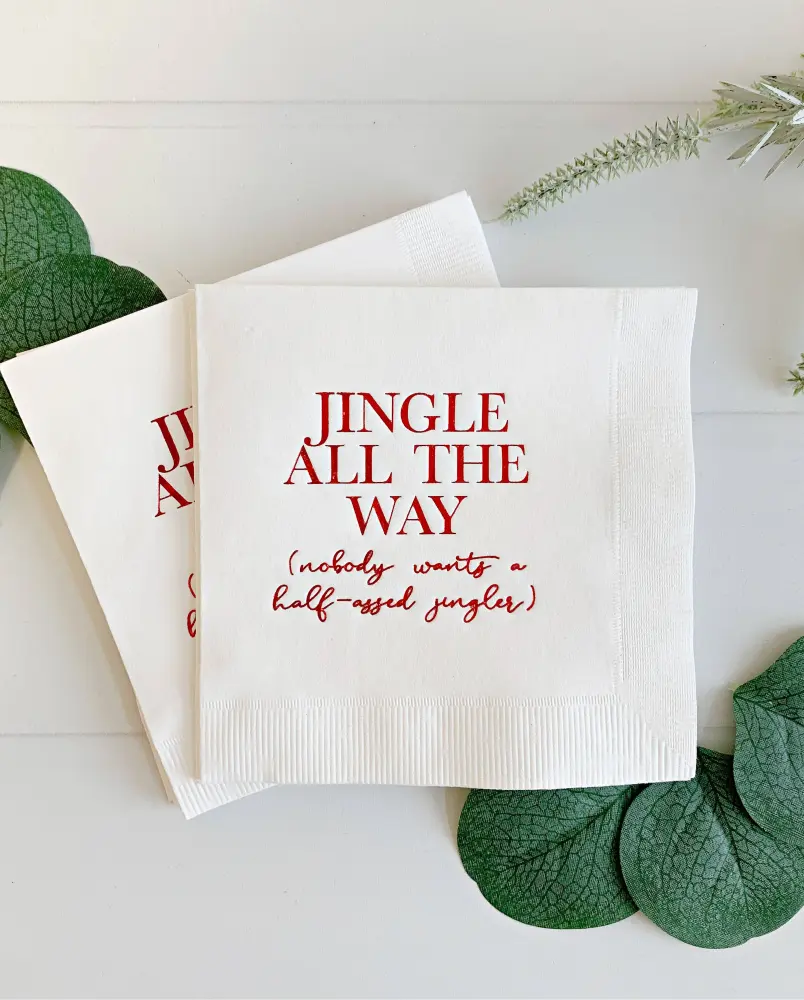 Jingle All Way Cocktail Napkins - Ruby