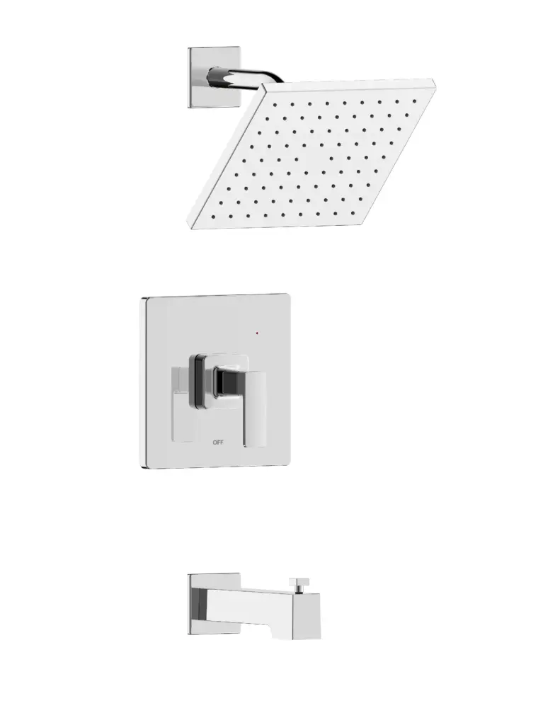 Hotel de Ville Square Single Handle, Tub and Shower Trim Set Rough- Valve Chromium