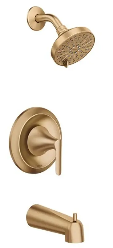 Moen Findlay 82518BZG Tub/Shower Faucet, Default Showerhead, 1.75 gpm Showerhead, 6 Spray Settings, Diverter Tub Spout