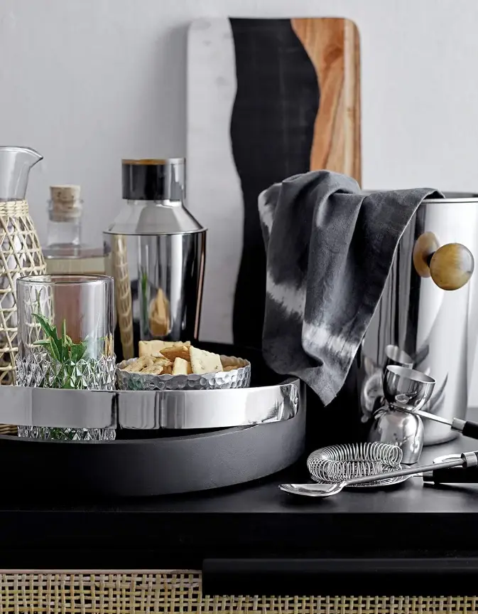 Stainless Steel & Horn Handle Ice Bucket