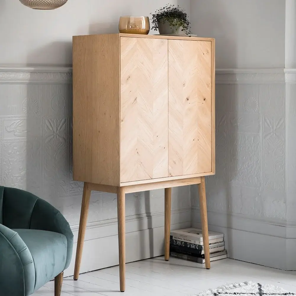 Milano Cocktail Cabinet - Oak Solid Oak Wood