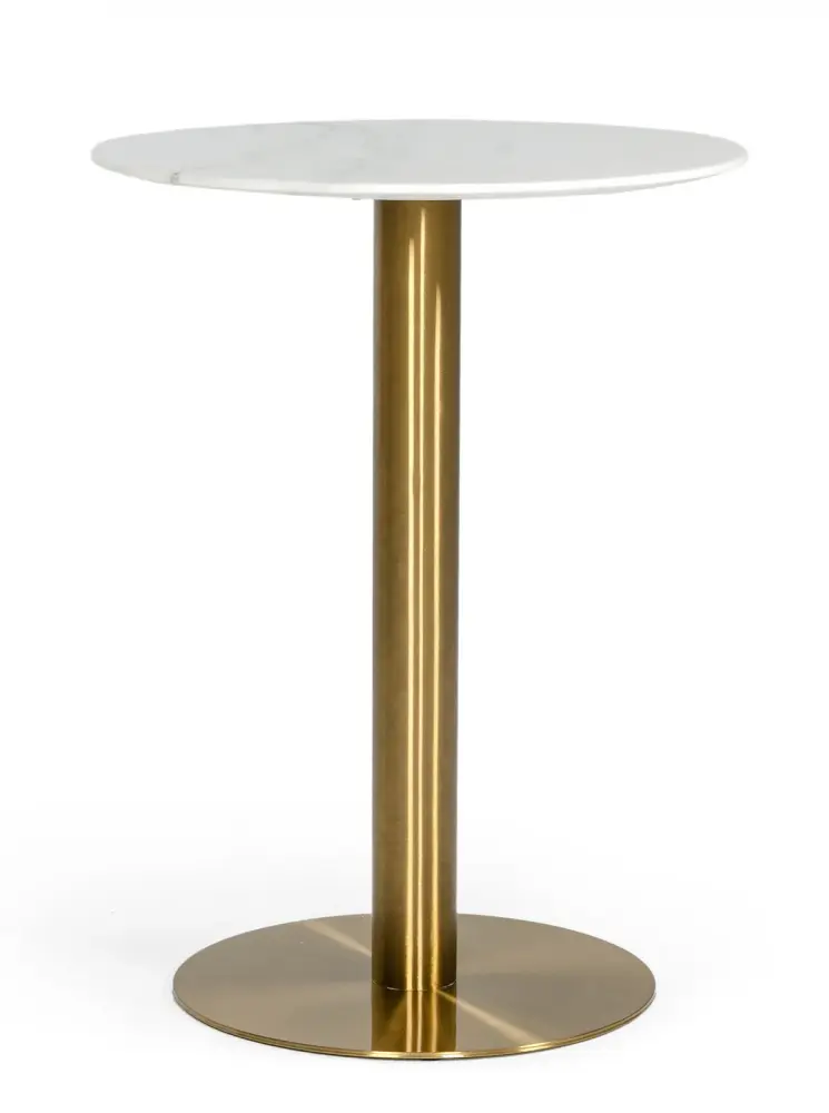 Modrest Fairway - Glam Snow Marble and Brushed Gold Bar Table