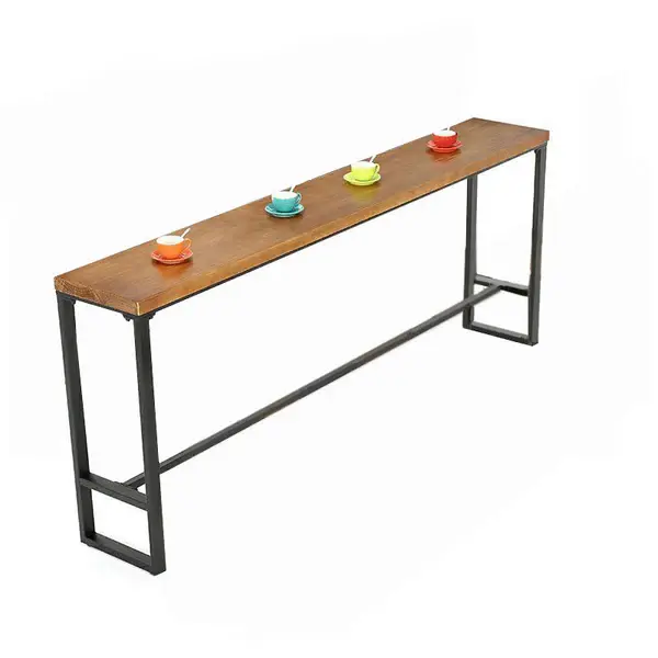 Rectangular Bar-height Table Uniform Wood 41.3"H Bar Table Black Base