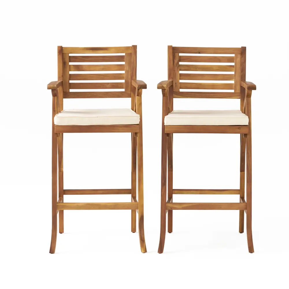 Barstool Soft Curved Lines And Sturdy Frame (Set 2) - Taupe