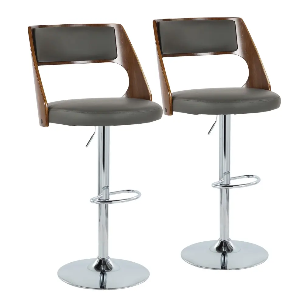 Cecina - Mid-Century Modern Adjustable Height Barstool Wth Revolve And Oval Footrest (Set 2)
