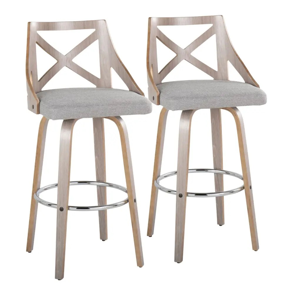 Charlotte - Farmhouse Fixed Height Bar Stool Round Footrest adjust 2)