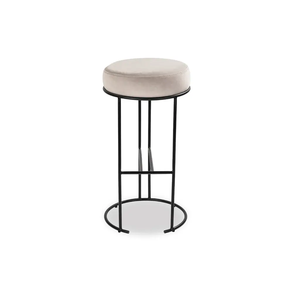 Compti Bar Stool - Kaster Light Grey & Matt Black Kaster II Airy Grey