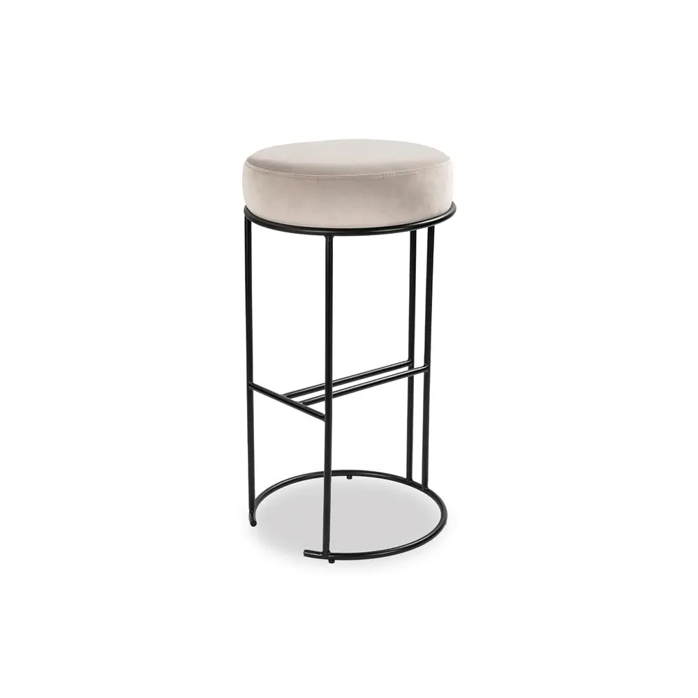 Compti Bar Stool - Kaster Light Grey & Matt Black Kaster II Airy Grey