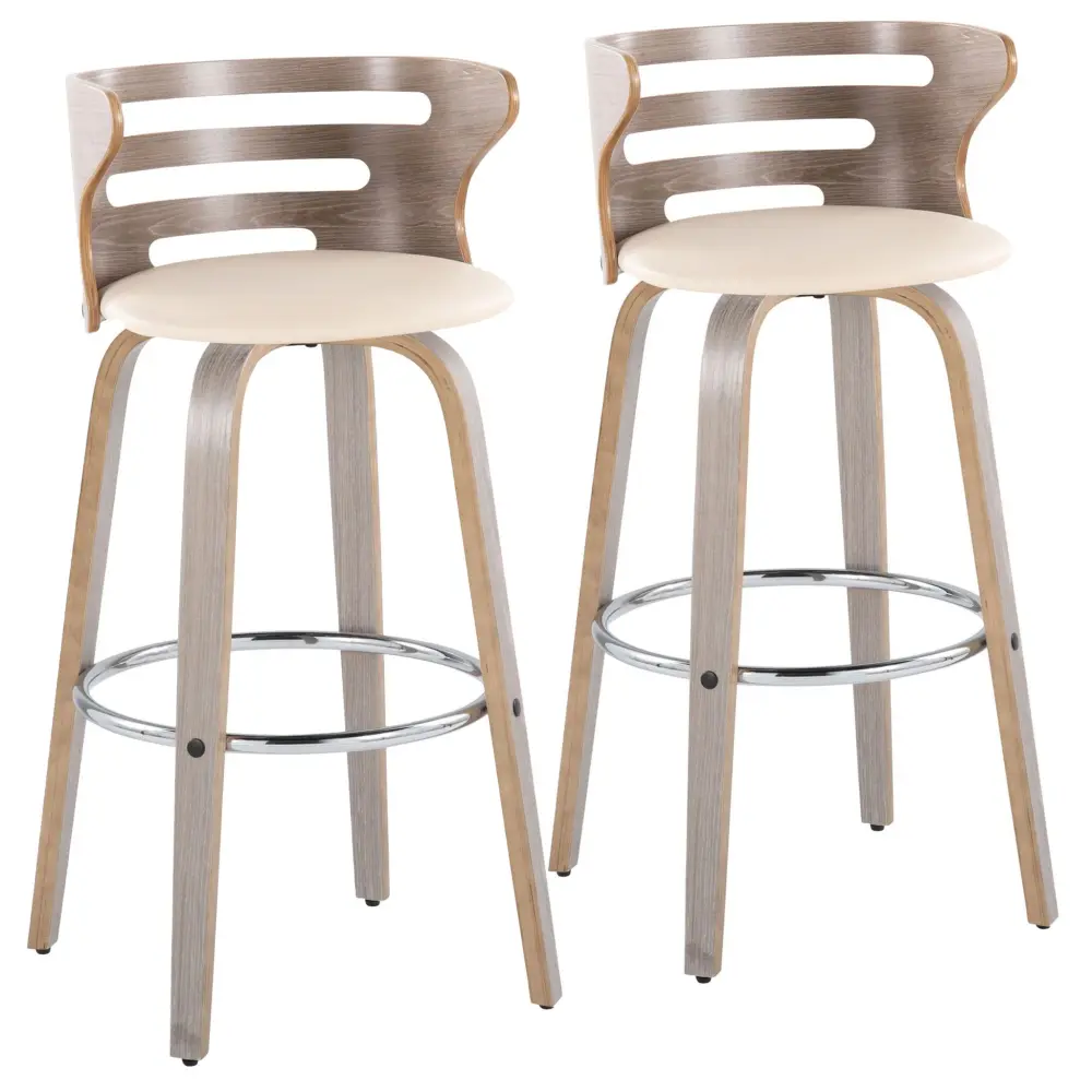 Cosini - Mid Century Modern Fixed Height, Barstool Turn Round Footrest (Set 2)
