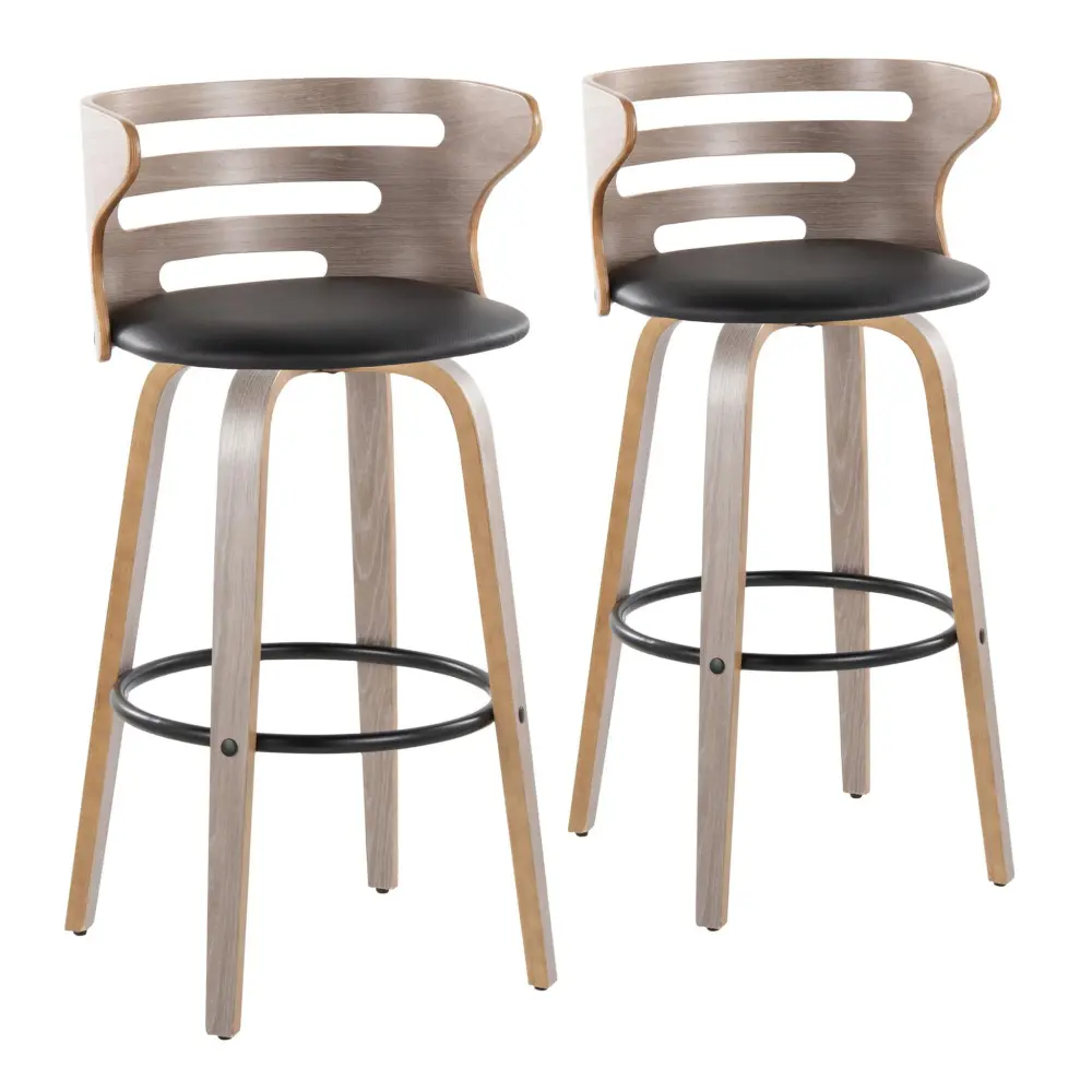 Cosini - Mid Century Modern Fixed Height, Barstool & Swivel And Round Footrest adjust 2)