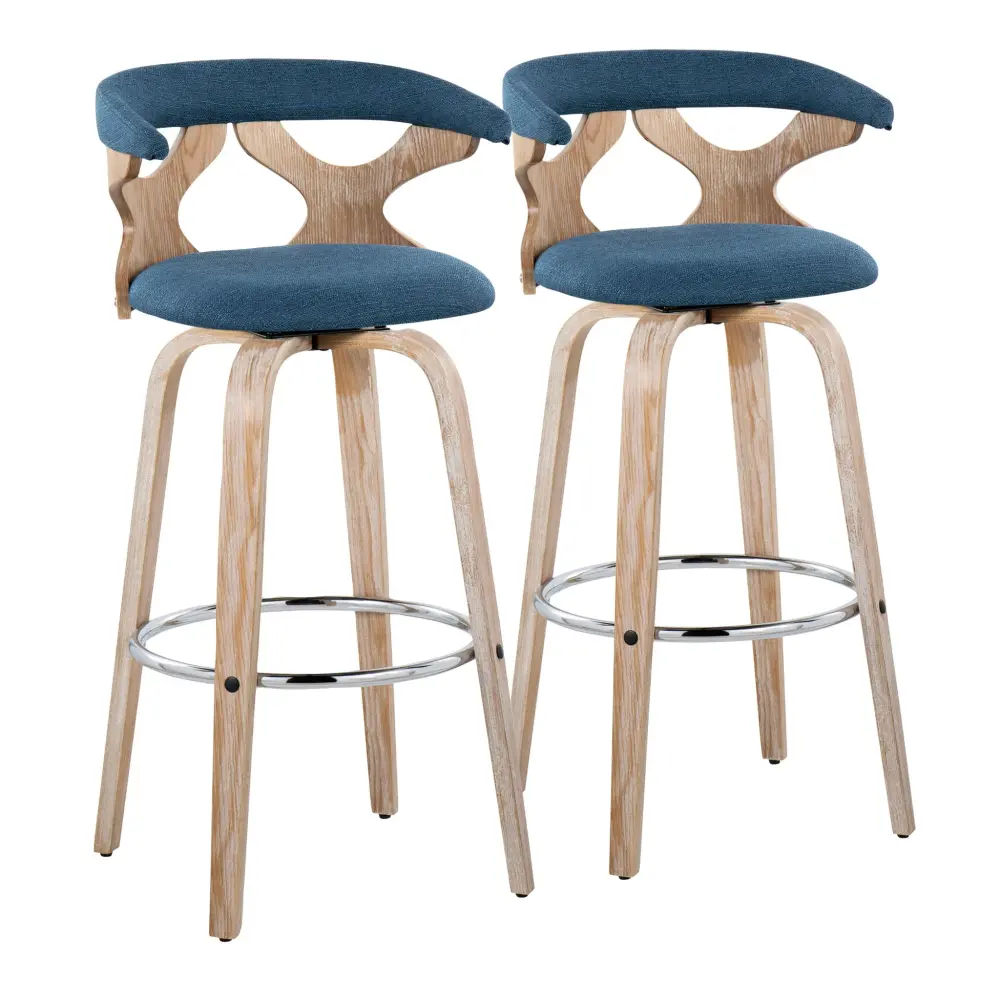 Gardenia - Contemporary Fixed Height Barstool Spin Round Footrest (Set 2)