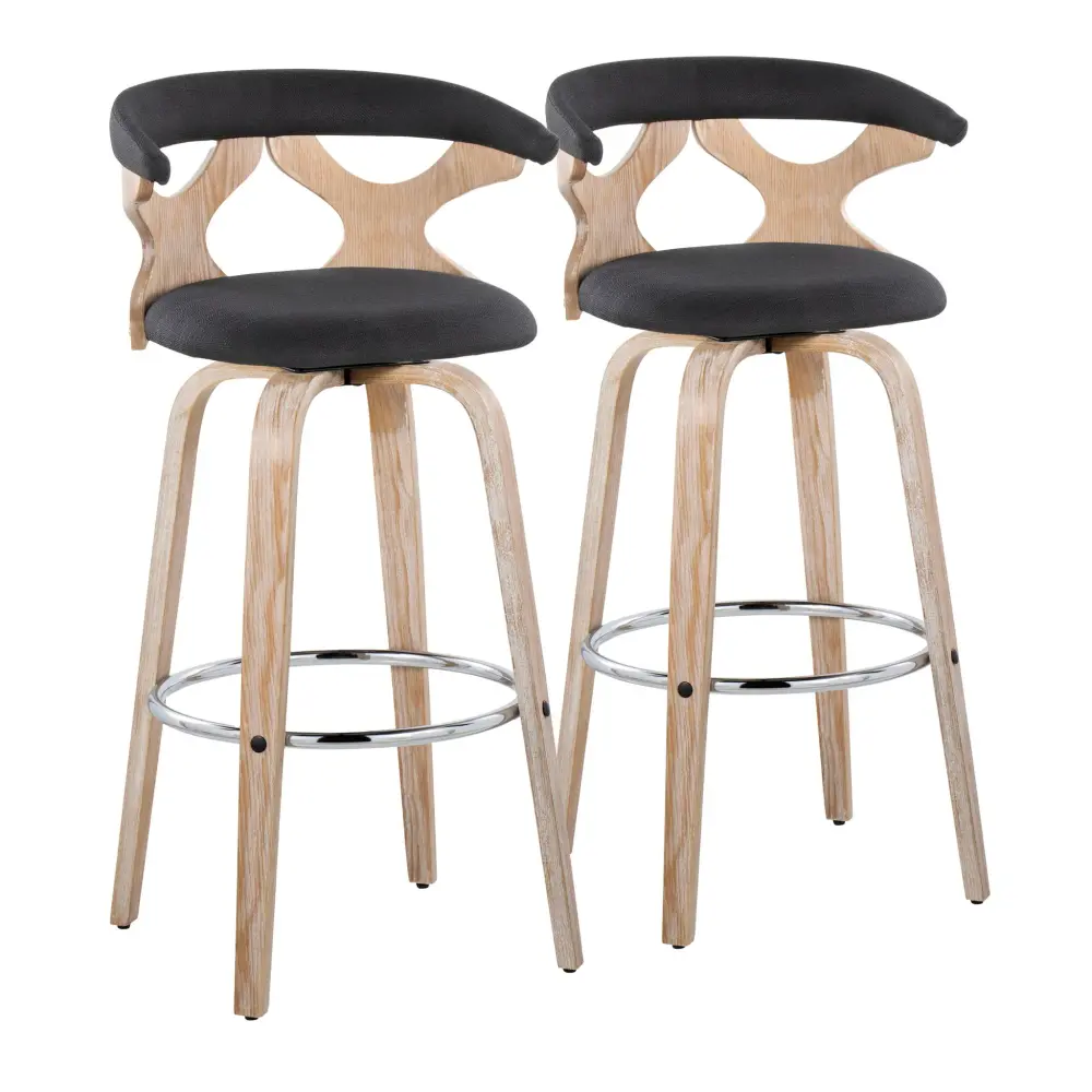 Gardenia - Contemporary Fixed Height Barstool Spin Round Footrest (Set 2)