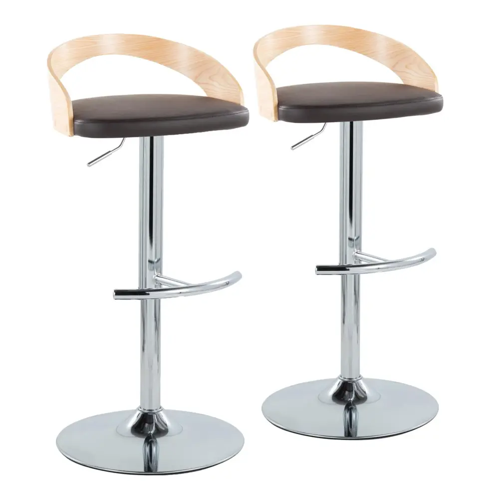 Grotto - Contemporary Customizable Barstool, Swivel Rounded T Footrest (Set 2)
