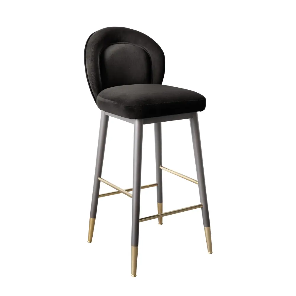 Hailey Charcoal Grey Plush fabric Barstool