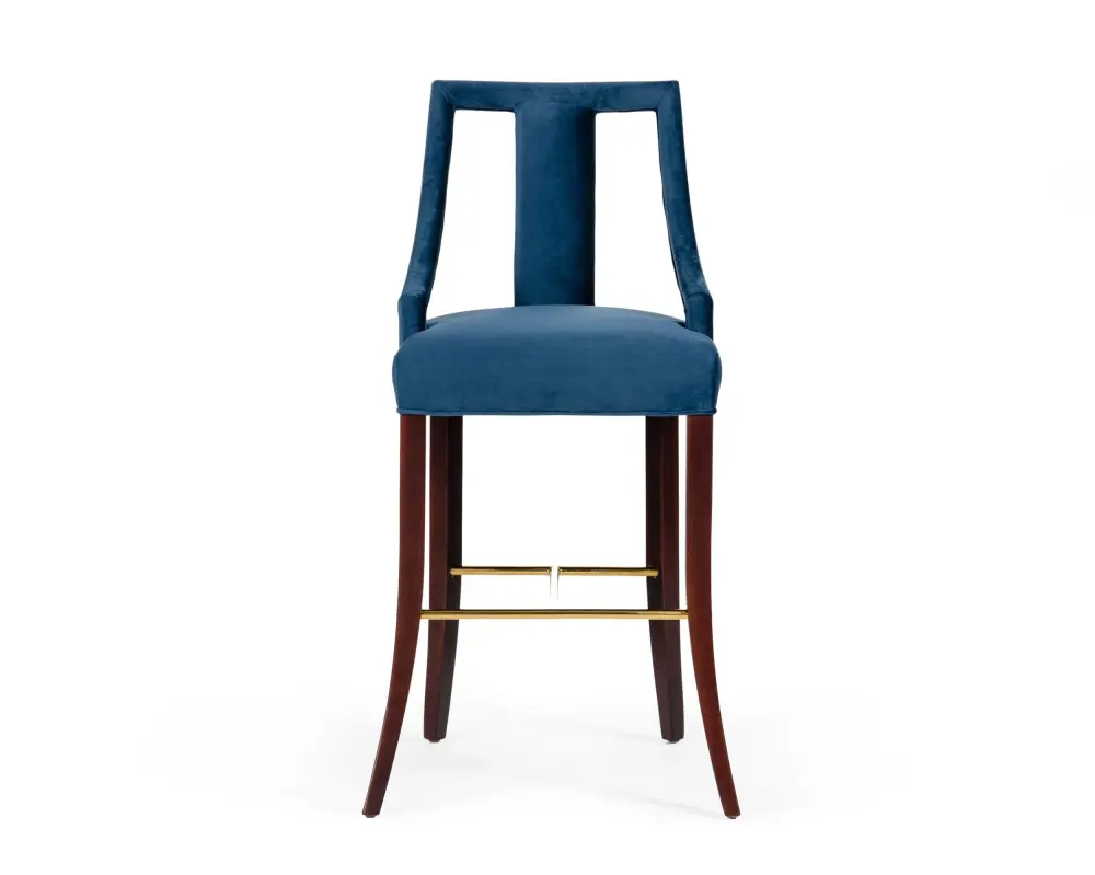 Industrial Style Modrest Kimball - Glam Cobalt Velvet Bar Stool