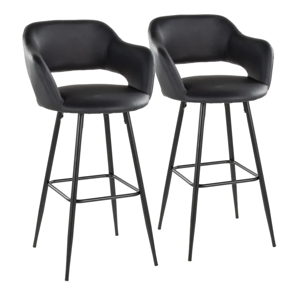 Margarite - Contemporary Fixed Height BarStool Square Footrest adjust 2) Sturdy Construction