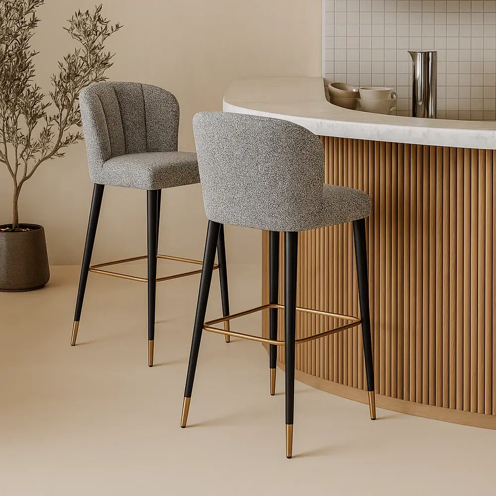 Maya Bar Stool (Crib 5) - Talbot Freckle & Brushed Warm alloy