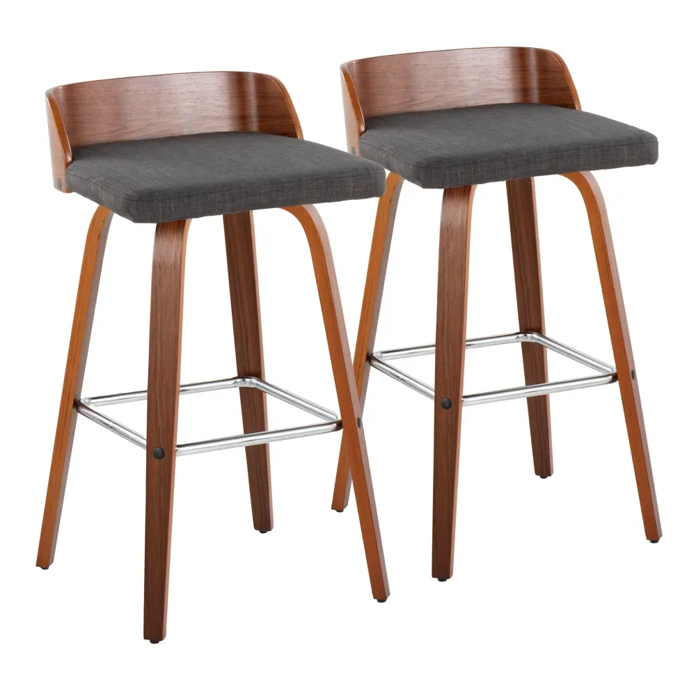 Premium Home Bar Maya - Mid Century Modern Fixed Height Barstool Swivel Square Footrest place 2)