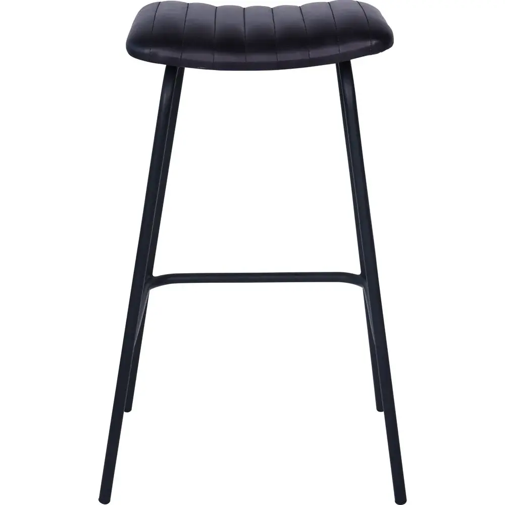 Solid Wood Pair Arthur Leather Bar Stools - Charcoal
