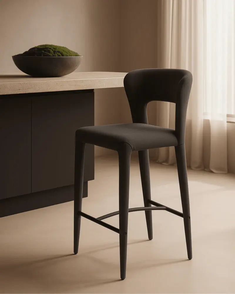 Solid Wood Pari I Bar Stool - Luxe Cinder Grey