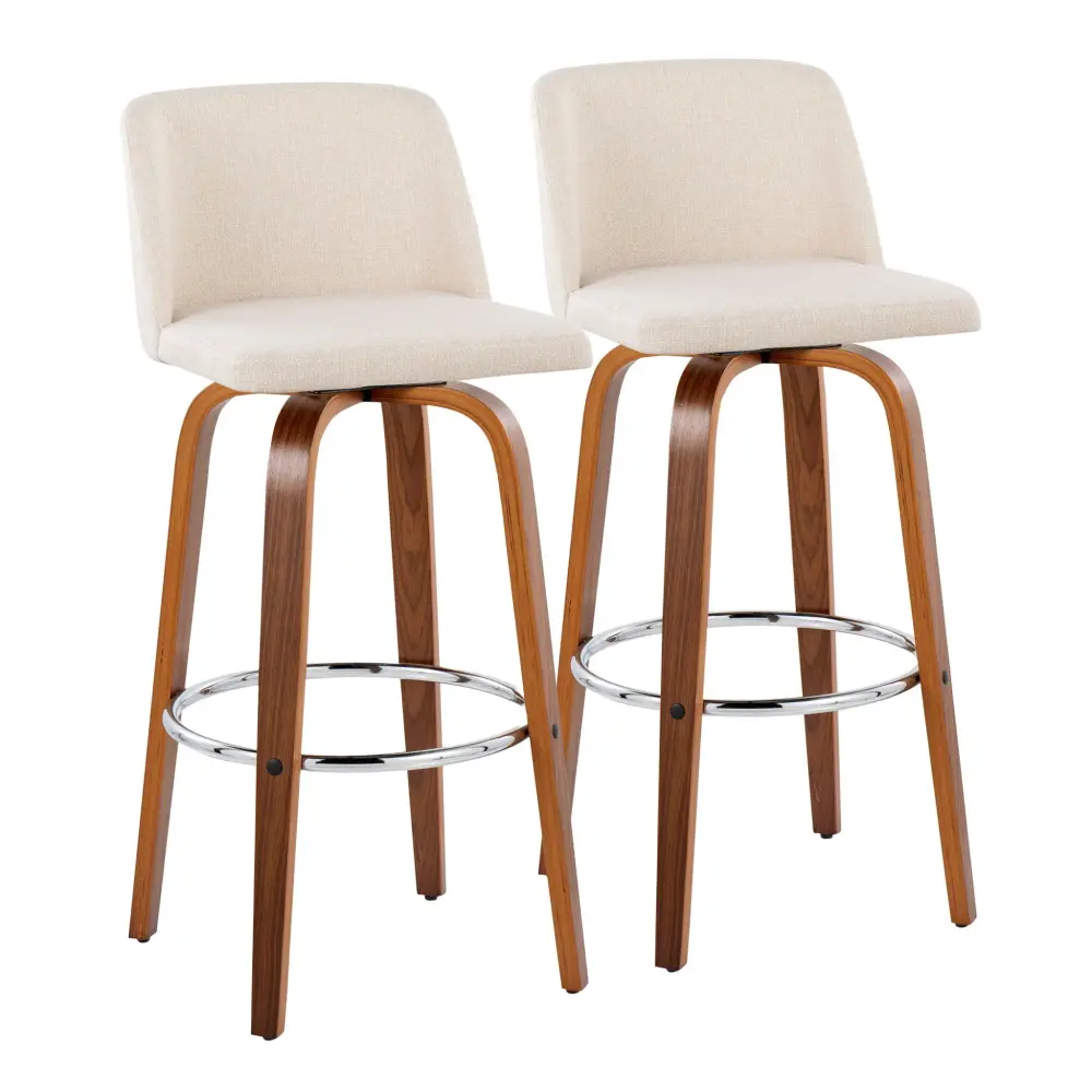 Toriano - Mid Century Modern Fixed Height, Barstool Swivel Round Footrest adjust 2)