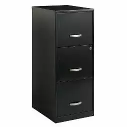 3 Drawers Black File Cabinet Large Surface Space Item Storage FHWM990