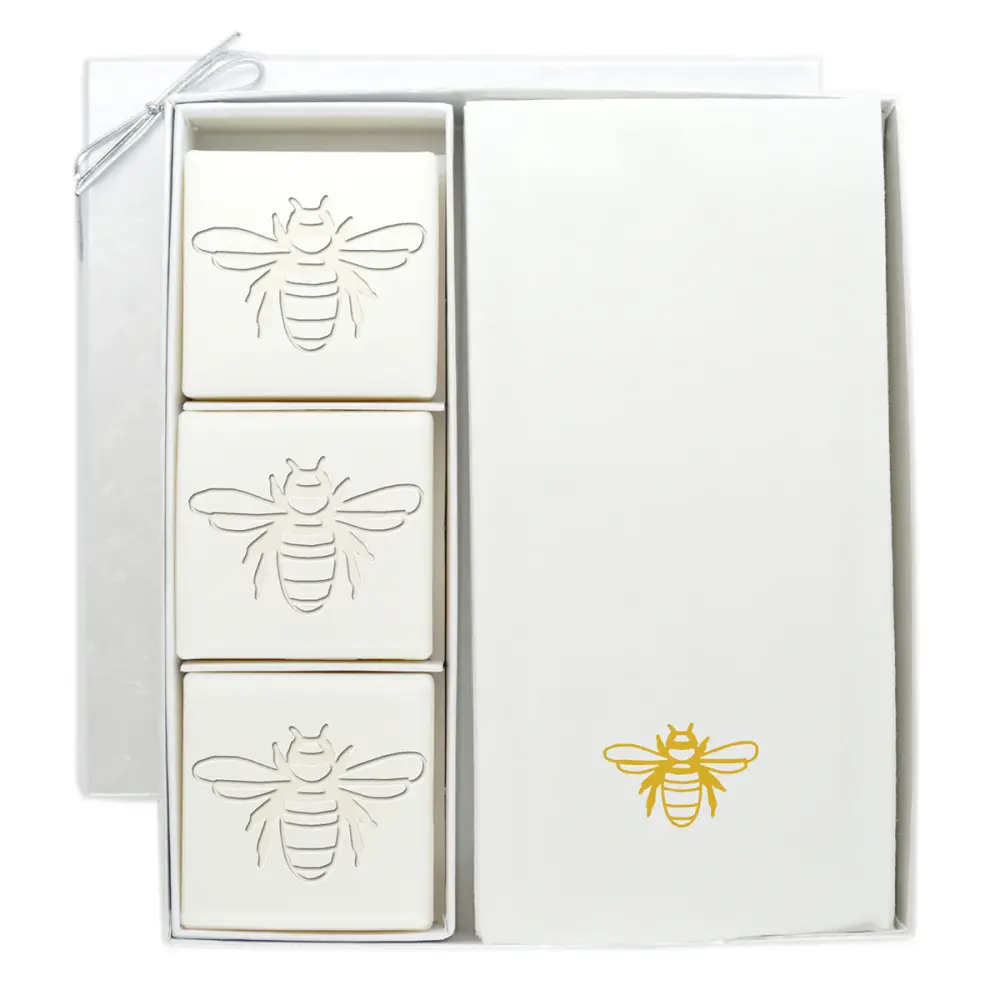 SOAP AND LINEN LIKE GUEST TOWEL SET BEE