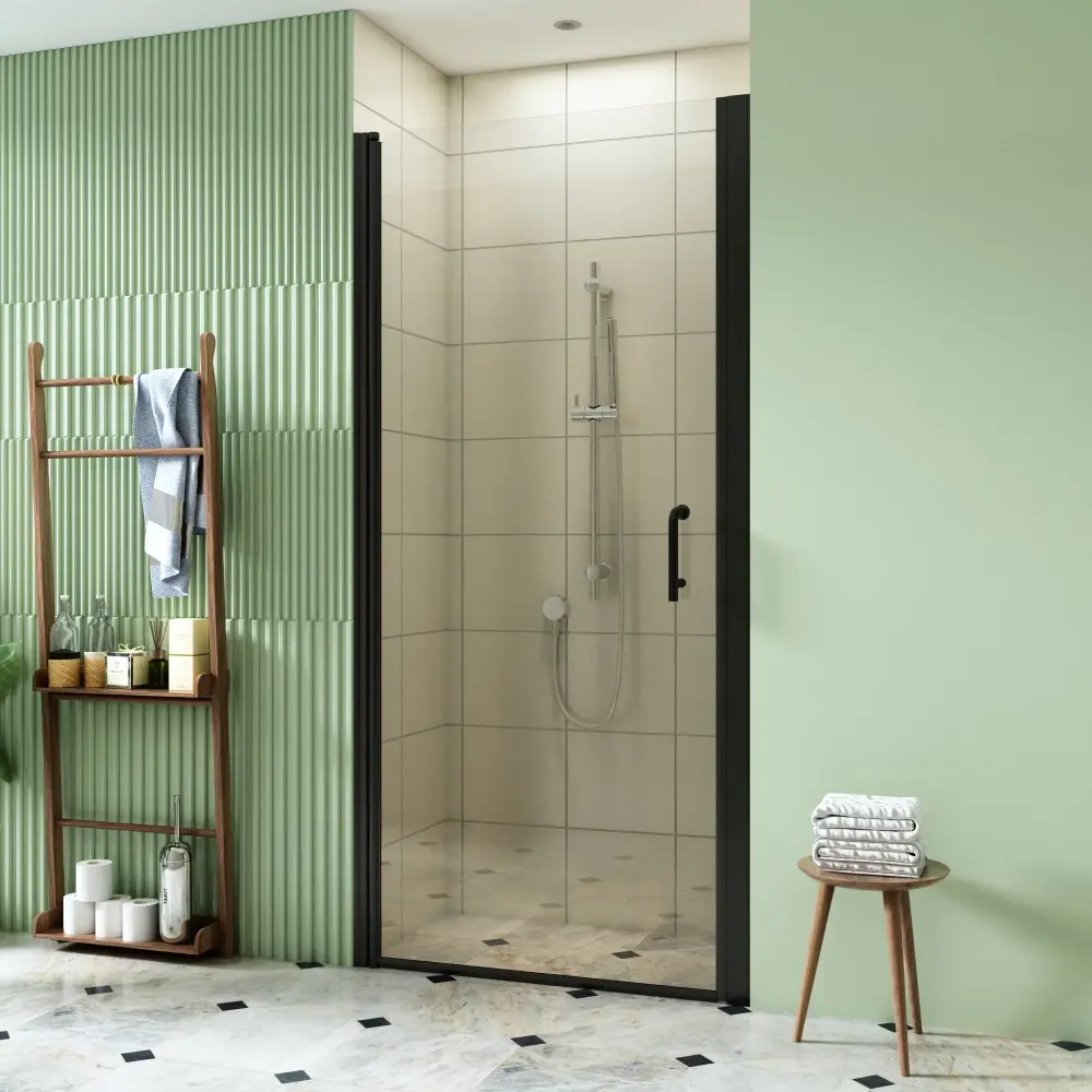 36-37 1/4'' . W x 72 . H Pivot Swing Minimalist Frameless Shower Door Matte Onyx Clear Glass