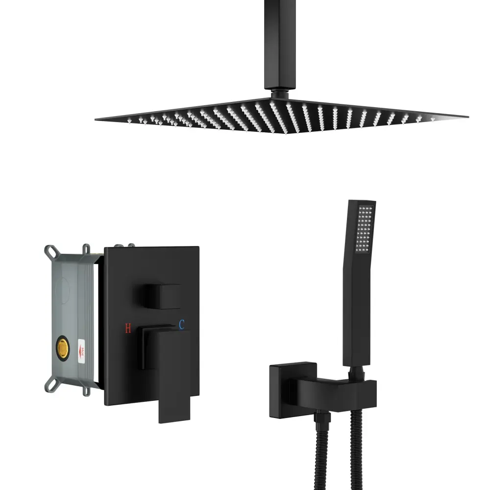 Current Dual Shower Head System 16" Ceiling Mount Finish, Stainless Steel And Brass