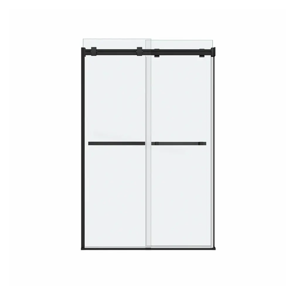 Duel Shower Door Clear glass and Soft-touch Black Finish, 44'' to 47'' x 70.5'' to 74'' (8 mm)